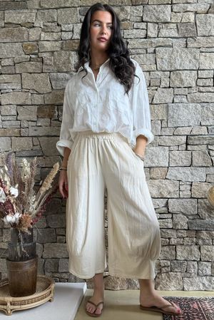 Jo Jo Quirky Hopsack Crop Pant Panna Cotta